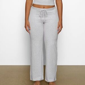 Skims Cotton Jersey Straight Leg Pant in Light Heather Grey